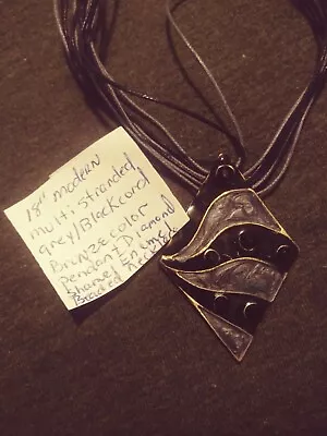 $1 • Buy Modern Grey/black Cords Bronze Color/enamel/beaded Diamond Shape 18  Necklace