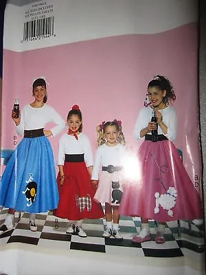 4113 Vintage Butterick SEWING Pattern Girls Poodle Skirt Halloween Costume UNCUT • $4.89