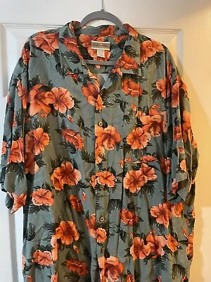 Original Island Hawaiian Button Down Shirt Mens Coral Floral Print Size XXL • $29.99