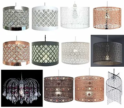 Modern Chandelier Acrylic Crystal Light Shades Droplet Ceiling Pendant Lampshade • £12.85