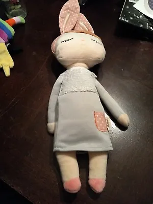 Me Too Doll Bunny Rabbit Sleeping Girl Stuffed Toys Plush Kids Toys Gray Dress • $5.42