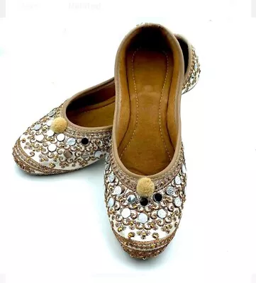 Women Khussa Sandal Flat Pakistani Traditional Shoes Embroidery  Size 7.5 • $8.70