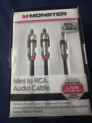 Monster 3.5mm Mini To RCA Y Splitter Audio Cable 6ft 1.82m • $10.99