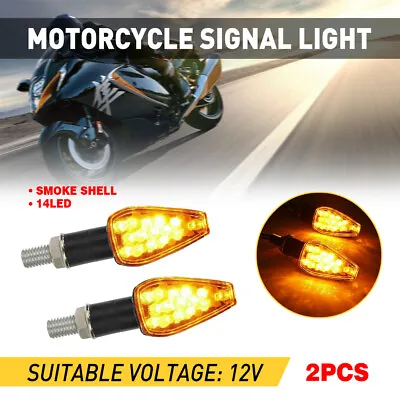 2x 14LED Turn Motorcycle Signals Indicator Blinker Lights Smoke Amber For Suzuki • $9.29