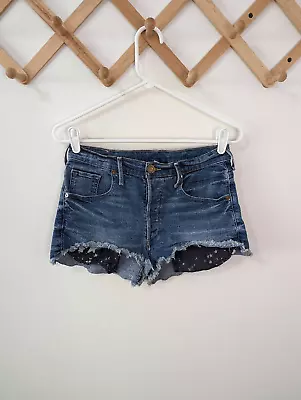 Tru Religion Scout Boyfriend Mullet Hem Short Denim Cutoff Shorts - Size 26 • $28