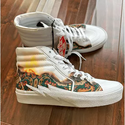 VANS SK8-HI Bolt Big Reveal White High Top Unisex Canvas Sneakers Size Women 85 • $50