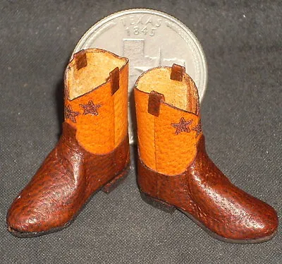 CUSTOM ROPER STYLE Western Cowboy Boots 9510 1:12 Brown Base Star Doll Mini • $24