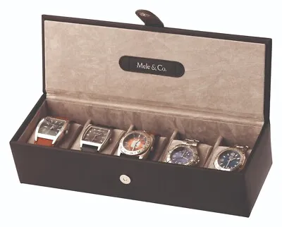 Mele And Co Black Bonded Leather Alfie Five Watch Box MC1500 Boxed • £39.95