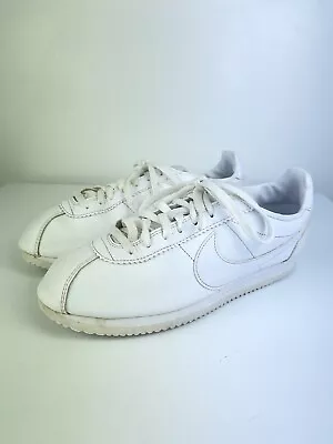 Nike Women’s Classic Cortez Retro Sneaker Size US10 Leather Triple White - Used • $49.99