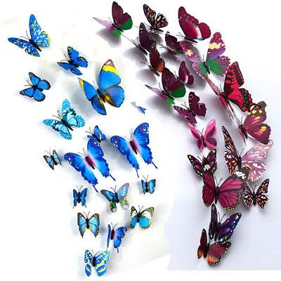 12x 3D Butterfly Wall Stickers Home Decor Room Decoration Sticker Bedroom Girl • $4.92