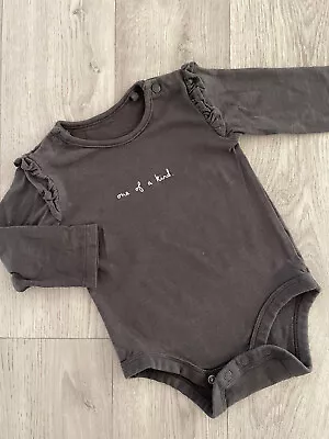 Baby Girl 3-6 Months TU One Of A Kind Long Sleeve Bodysuit With Ruffles Grey • £1.25