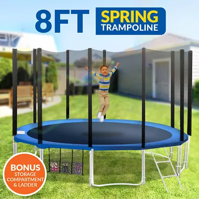 New 8ft Trampoline Free Ladder Spring Mat Net Safety Pad Cover Round Outdoor • $389