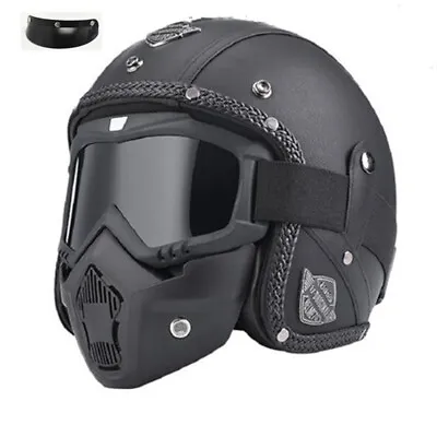 Professional Retro DOT Motorcycle Helmet Goggle Open Face Motorcross Moto Helmet • $57.72