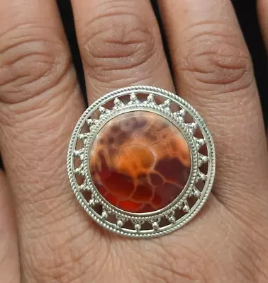 Mexican Fire Agate Ring 925 Sterling Silver Natural Gemstone Fine Women Jewelry • $97.50