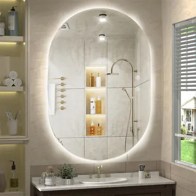 Oval LED Bathroom Mirror Frontlit & Backlit AntiFog Dimmable Wall Vanity Mirror • $64.36