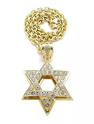 New Iced 6 Point Star Pendant 7mm/18 20 24  Link Chain Hip Hop Necklace RC4377 • $17.95