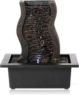 Indoor Tabletop Water Fountain With LED Lights Feng Shui Waterfall Fountain • $22.09