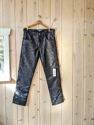 NWT Darkrock Black Brocade Victorian Toursers Mens Pants 38 XL Steampunk Goth • $55