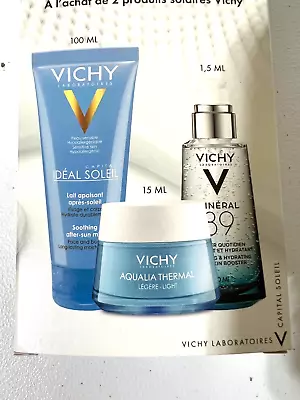 VICHY 3 Pieces Soothing After Sun Milk Aqualia Thermal Light Mineral 89 New • $19.95