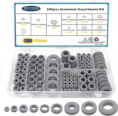 200 PCS Hollow Rubber Grommet Firewall Hole Plug Assortment Kit 1/4  5/16  • $14.95