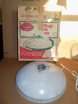 $80 • Buy Vintage Enamel Metal Christmas Tree Stand  Motorized Holiday Sparkles Penetray