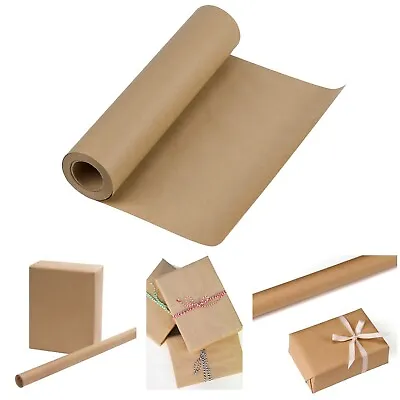 Brown Kraft Wrapping Paper Rolls Strong Craft Parcel Packing Sheets Roll 90GSM • £4.39