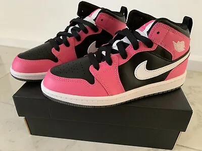 Nike Air Jordan 1 Mid Black And White Pinksickle Pre School Size 2Y • $180