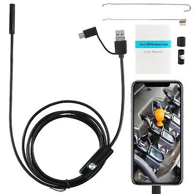 USB Waterproof HD Camera Industrial Black Borescope Type-c Video 6 Led Endoscope • $6.94