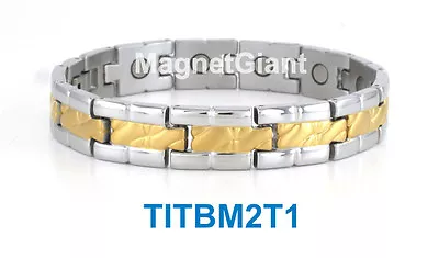 Gold & Silver - High Power Mens Magnetic Titanium Bracelet (5000 Gauss Magnets) • $55