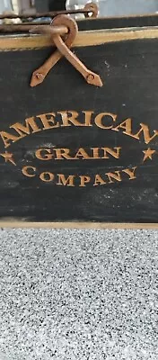 Vntg American Grain Co. Wooden Grain Bucket Wrought Iron Antique Primitive • $100