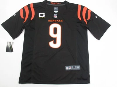 $69.99 • Buy Joe Burrow #9 Cincinnati Bengals 4 Star Captains Patch 2023-24 Jersey Black