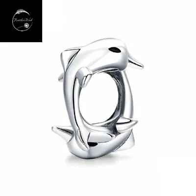 Dancing Sea Dolphin Bead Spacer Charm Genuine Sterling Silver 925 For Bracelets • £15.90