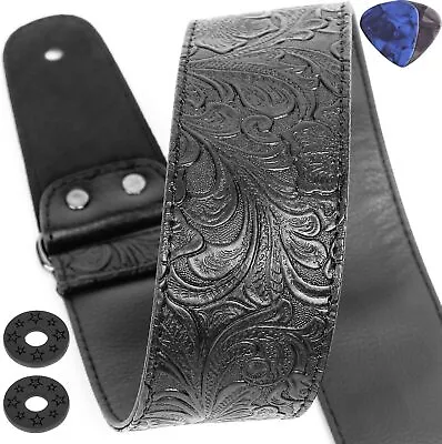 Guitar Strap Printed Leather Guitar Strap PU Leather Western Vintage 60'S Retro • $19.35