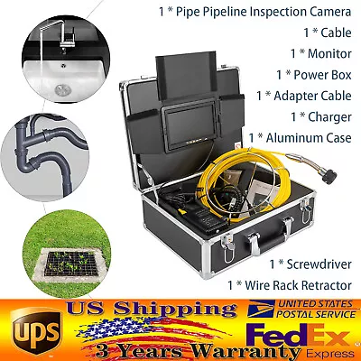 100ft Pipe Inspection Camera HD 1200 TVL Drain Sewer Camera 7  LCD Monitor USA • $349.59