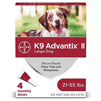 K9 Advantix II Flea And Tick Prevention For Large Dogs (21-55 Pounds) 4 Pack • $122.45