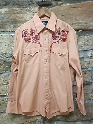 Vintage Embroidered Yoke Men's 1970s Western Shirt.Cotton.Very Nice! • $49.99