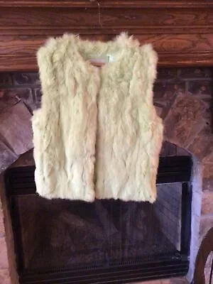 Carrie Allen Green Authentic Rabbit Fur Vest Women’s Size M Excellent Condition • $32.99