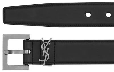 $415.99 • Buy New Ysl Saint Laurent Black Lambskin Monogram Logo Dress Belt 75/30