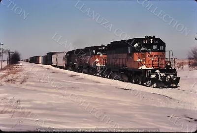 Original Slide Milwaukee Road SD40-2 At Kentland IN Jan 1985 • $5