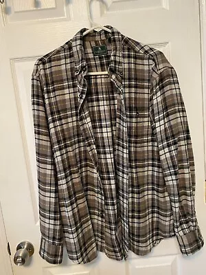 G.H. Bass & Co Men's Cotton Flannel Brown Button Up Long Sleeve Shirt Medium • $14.99