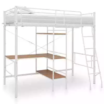 Bunk Bed With Table Frame White Metal 90x200 Cm VidaXL • £347.71
