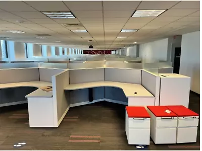 Herman Miller Canvas Cubicle Modular Call Center Office Stations With Glass! • $395