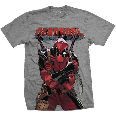 Deadpool T Shirt Mens Official Marvel Grey MLXLXXL Free P+P • £11.99