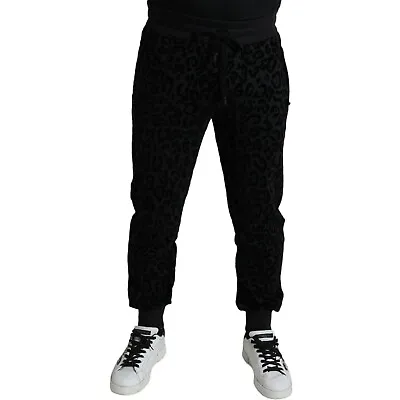 DOLCE & GABBANA Pants Black Leopard Cotton Slim Fit Jogger Men IT50 /L 1190usd • £614.20