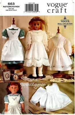 Vogue 663 18  Doll Clothes Sewing Craft Pattern Uncut Old Fashioned Dresses • $10.24