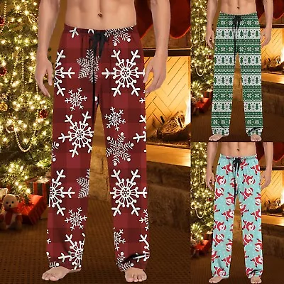 Mens Christmas  Casual Pants Pajama Pants With Drawstring Trouser With Pockets • $17.09