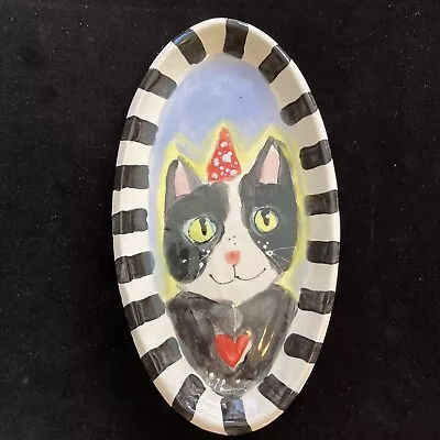 Hand Painted Ceramic Serving Tray” Cat”Design 11” X6”Original Design • $26