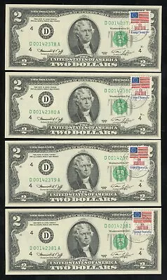 LQQK 4 Vintage 1976 FIRST DAY OF ISSUE 2 DOLLAR NOTE STAMP & POSTED • $18.07