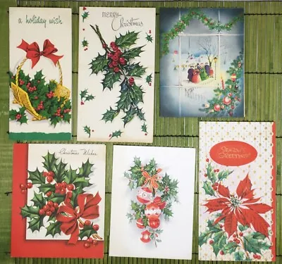 Lot Of 6 Vintage Christmas Cards Used 1950s 1960s Smash Book #69 Scrapbook • $10