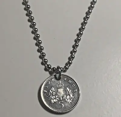 UK Scotland 5 Pence Coin Pendant Necklace Scottish Thistle Edinburgh Glasgow A1 • $14.39